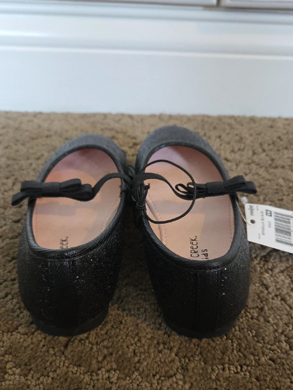Girls Falls Creek Briella Black Glitter Dress Shoes Flats Size 12 13 1 4 NWT